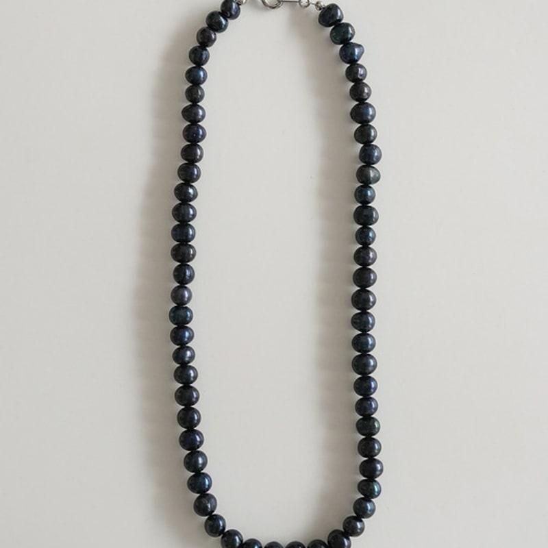 Modernlike Silver 925 Cobalt Blue Black Pearl Necklace 5mm