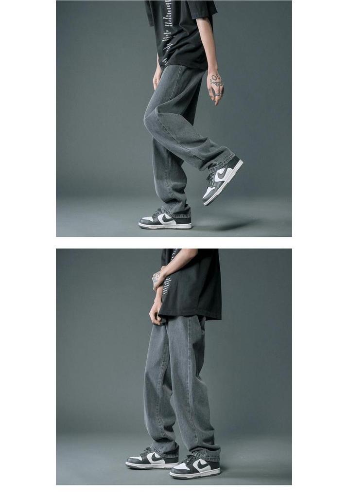 Men's Trendy Wide-Leg Loose Jeans - Casual Straight-Fit Dad Jeans for Couples