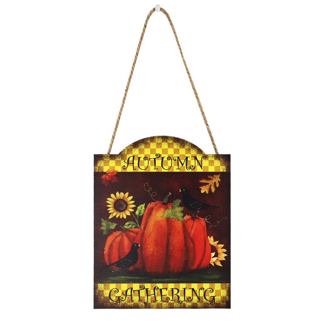 LED Wooden Pumpkin & Turkey Thanksgiving Door Hanger Decorations