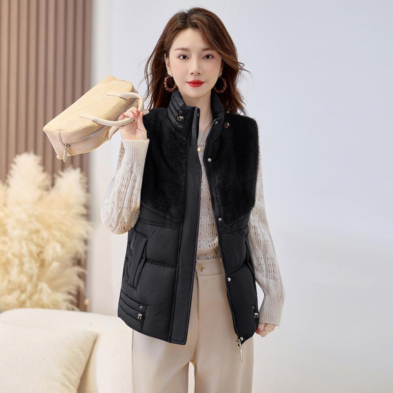 Neue Daunenweste Damen Kurzplüschweste Herbst und Winter neu lässiger lockerer Mantel
