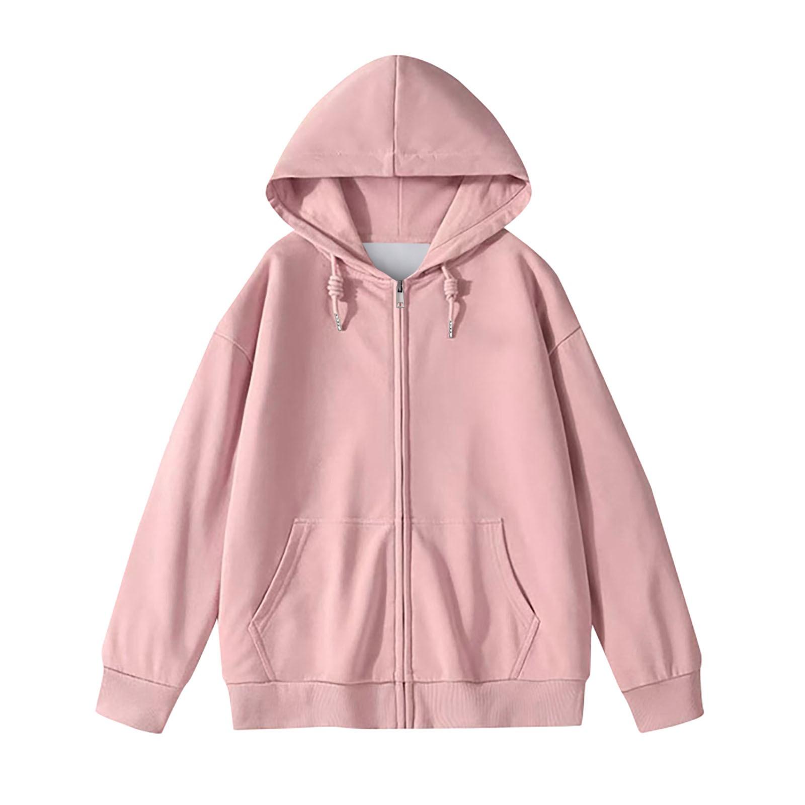 

Женская мода сплошной цвет карман с длинным рукавом свободная куртка с капюшоном пальто XXL розовый