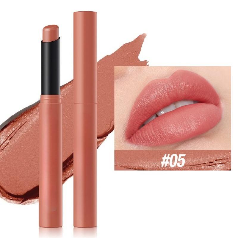 Matte Lipstick Non-Stick Cup Long-Lasting Velvet Finish Lipstick Pen Smooth Matte Lip Color Waterproof Non-Fading 12 Colors Nude
