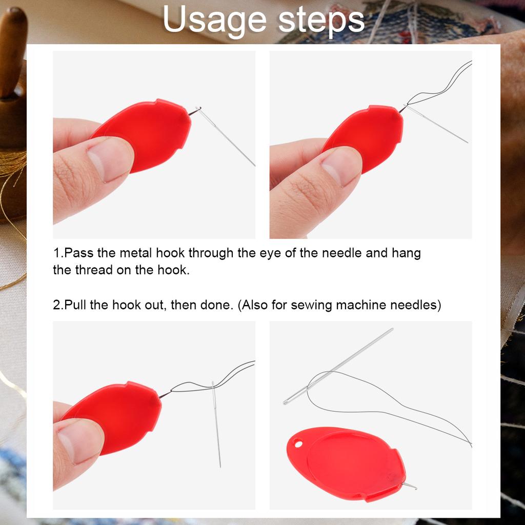 12 Pcs Plastic Needle Threader with Storage Box, Practical Hook Type Threading Tools for Hand Sewing and Sewing Machine Needles
