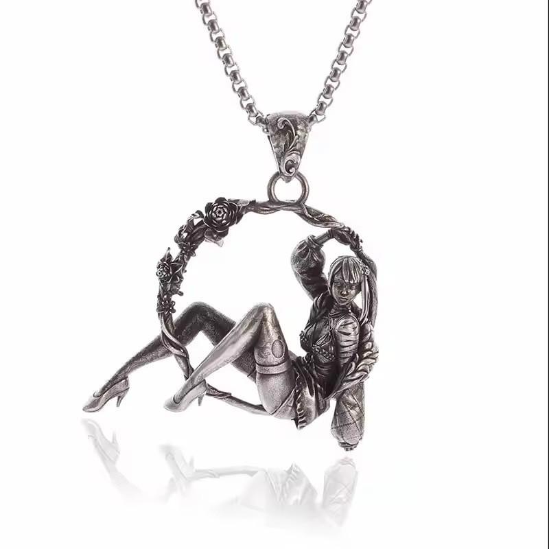 Trendy Punk Style Antique Finish Alloy Pendant Necklace For Fashionable Occasions