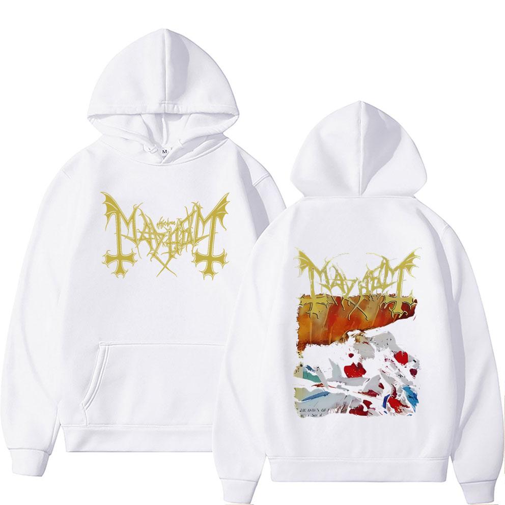 Fashion Vintage Mayhem The Dawn of The Black Hearts Hoodie Men Women Rock Oversized Sportswear Male Death Black Metal Hoodies