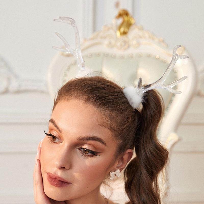 Y2k 90s Aesthetic Christmas Antler Hairpin for Woman Cute Ponytail Hair Clip