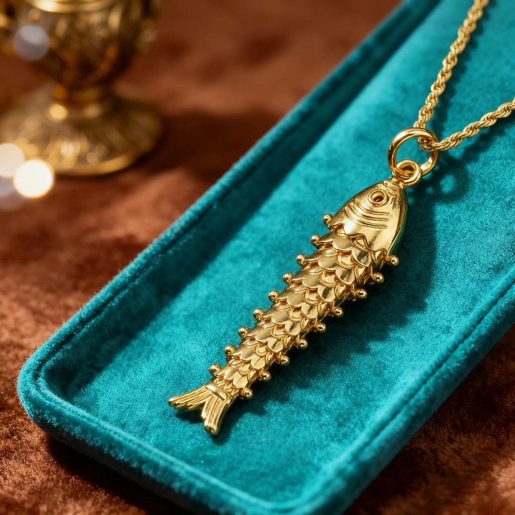 Collar Colgante Pez Dorado Oscilante Cola Móvil Cobre Chapado en Oro Vintage Bohemio Joyería Cultural para Mujeres Regalo