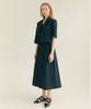 THEFRHT Cotton Pleated A-Line Long Skirt Black