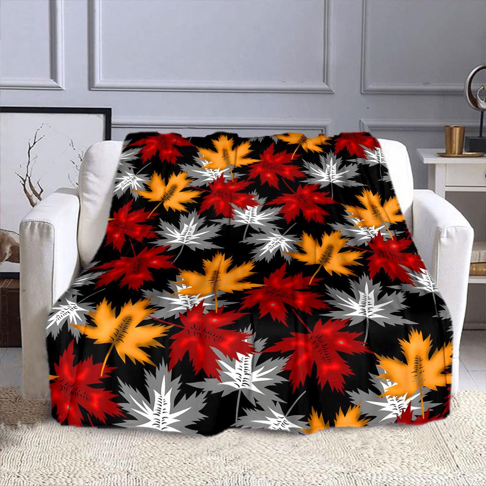 Autumn Maple Leaves Pattern Patterned flannel blanket perfect for the bedroom living room, sofa, or a little nap