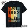 Funny Made In 1982 Limited Edition 42 Years Of Being Awesome Graphic Tshirt Casual  Men's and Women's Short Sleeve Tops