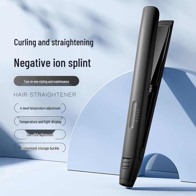 Compact Dual-Use Ionic Hair Styler: Straighten & Curl with Portable Splint Curler