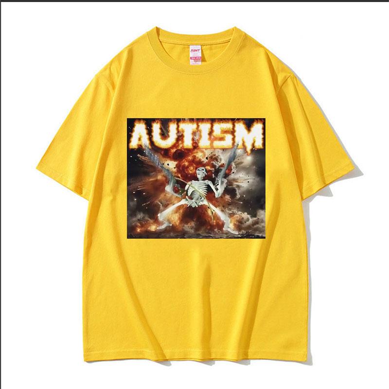 Autistic Funny Skeleton Meme Graphic T Shirt Men Fashion Gothic Retro T Shirts Male ONeck Oversized Short Sleeve Tshirt Unisex