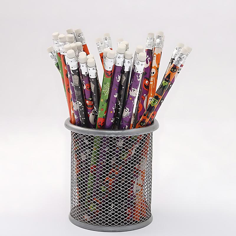 36PCS Halloween Themed Pencil Set HB Pencils Colorful Sharpeners Student Stationery Goodie Bag Filling Gift Boy Girl Favors ZYF