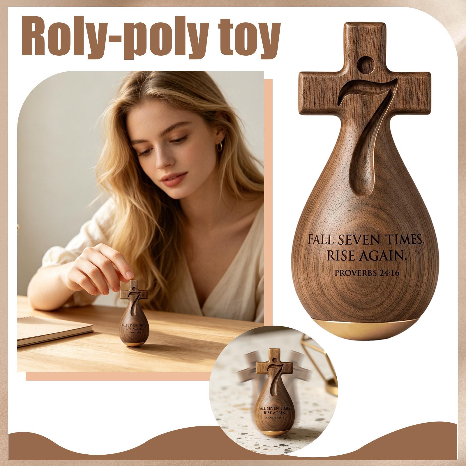 

Faithful Roly-Poly Ornament, Wooden Cross Fall Seven Times Again Decor, Inspirational Tabletop Figurine One Size коричневый