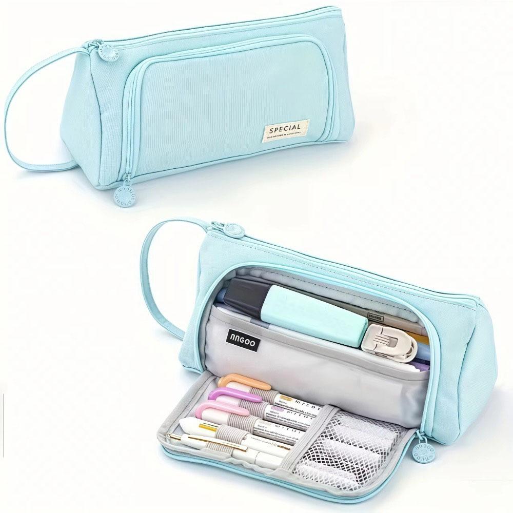 

Пенал большой вместимости, портативный пенал, канцелярский пенал, школьные и офисные принадлежности синий