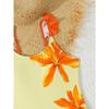 Badeanzug für Mädchen (Tween) mit Blumendruck, 2-teilig, Sommer-Badebekleidung für Urlaub & Strand, Kinder-Mädchen-Badeanzug, Farbe Orange, 8 Jahre bis 12 Jahre