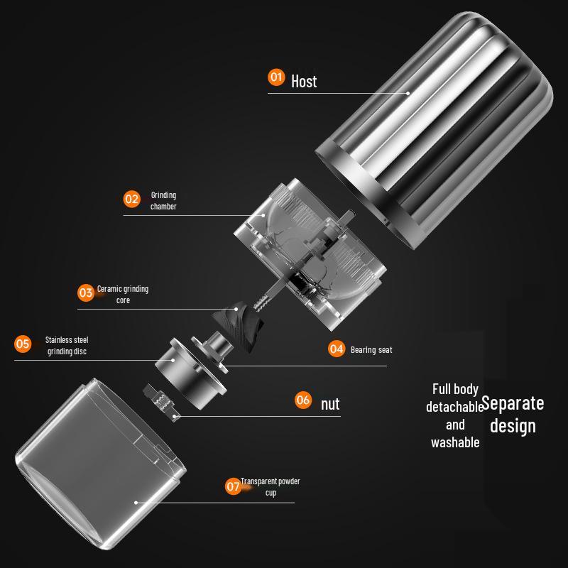 Přesný elektrický mlýnek na kávu: Přenosný, Bezdrátový, Nabíjecí přes USB, Plně automatický mlýnek na kávová zrna
