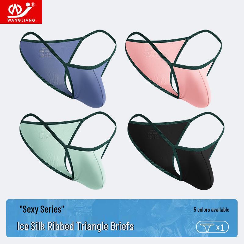Síťované pánské prodyšné letní slipy z ledového hedvábí - Průhledné a tenké trojúhelníkové spodní prádlo