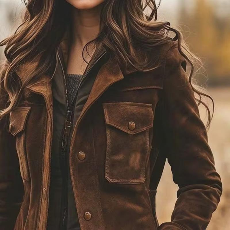 Women's Winter Button-Down Mid-Length Jacket Long Sleeve Turn-Up Cuffs Streetwear Office Daily Slim Fit Jacket
