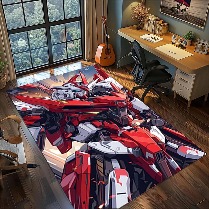 Gundam Bedroom Rug Large Area Non Slip Washable Carpet Gamer Room Decor