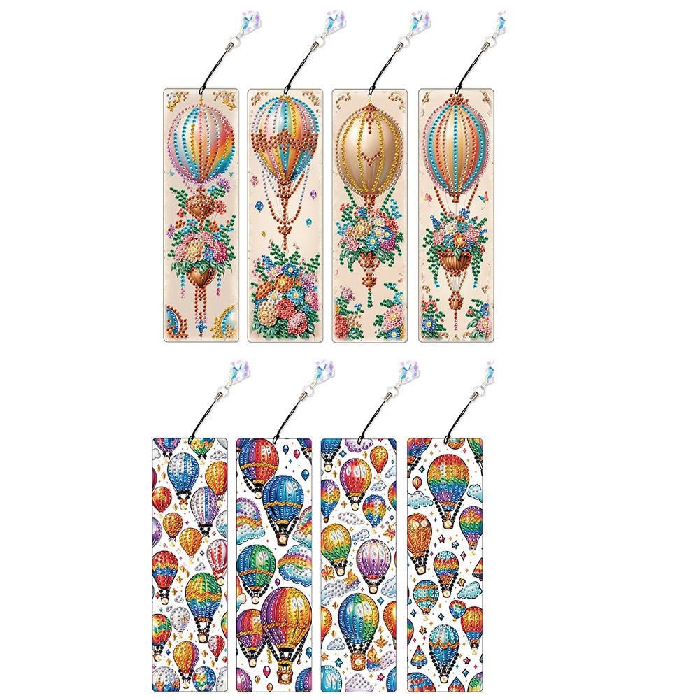 8Pcs Colored Patterns DIY Diamond Art Bookmark Diamond Painting Art Bookmarks for DIY Making Beginners Adult Art Craft Supplies