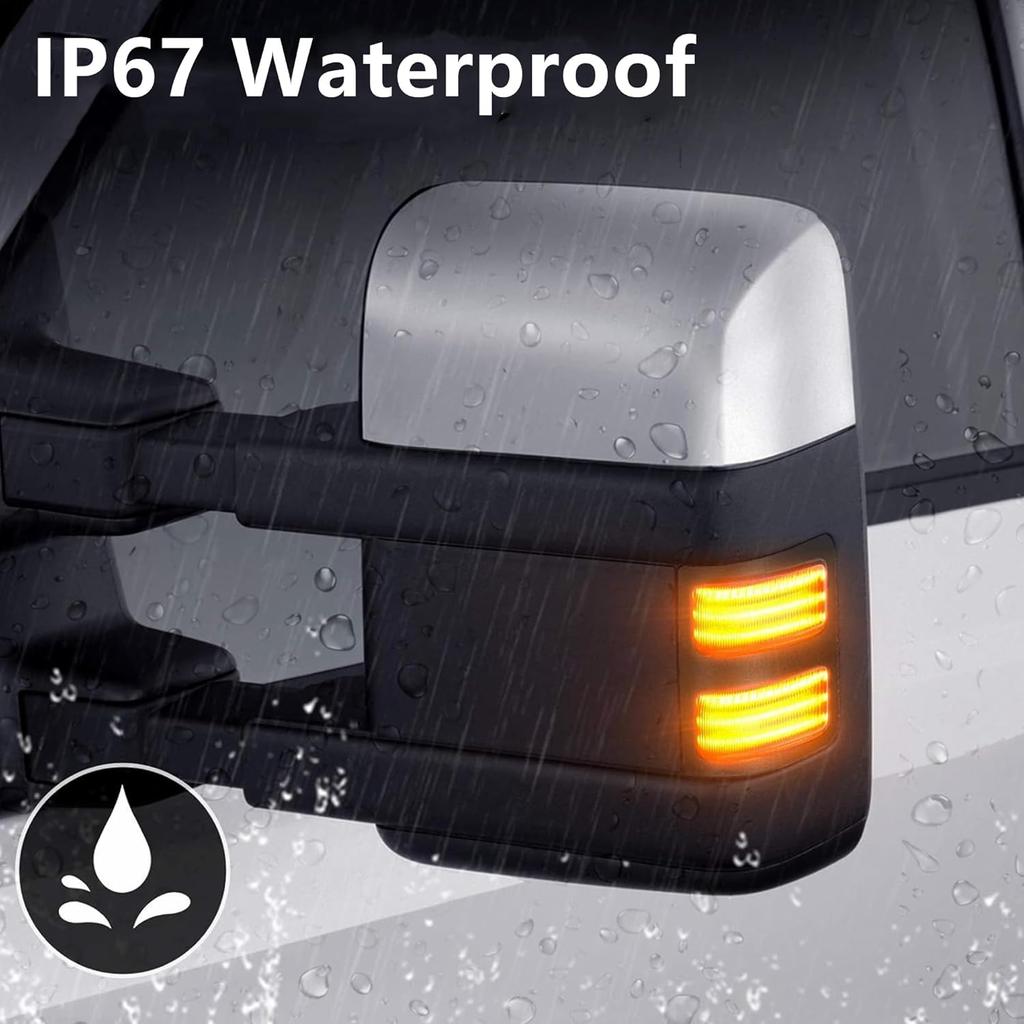 Yankok LED Side Mirror Marker Lights for Ford F150 2013-2014, F250 F350 F450 F550 Super Duty 2008-2016 Pickup Truck T10 Plug Smoked Lens White and