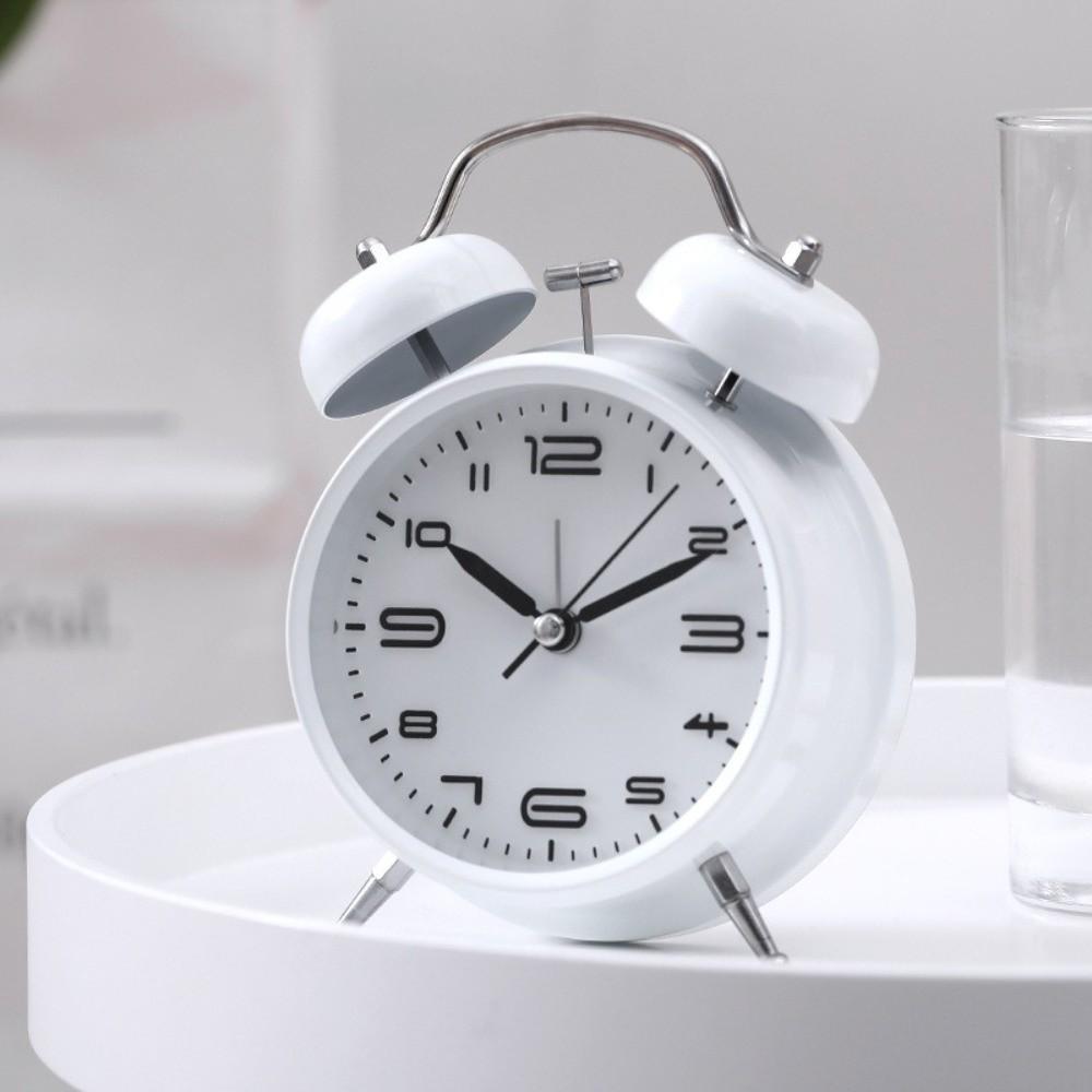 4 Inch Student Alarm Clock Metal Frame Silent Table Clock Twin Bell Loud Alarm Clock  Students