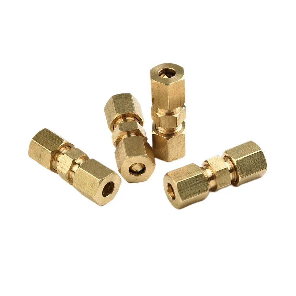 4/10Pcs Brake Lines Pipe Brass Connectors For Brake Line Without Flare 4.75mm 3/16" Fitts Straight Reducer Compressions Kits