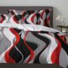 Stereo Abstract Line Gradient Red 3pcs Bedding Set For Double Bed Home Textile Duvet Cover Quilt Cover Pillowcase