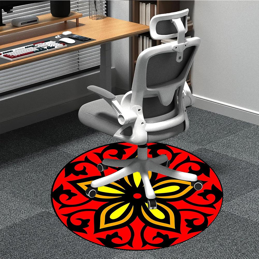 

1PC Floral Mandala Pattern Chair Carpet for Office Non-Slip, Lightweight, Machine Washable Rug for Office, Sleeping, Room - Holiday DecorPol 80cm by 80cm