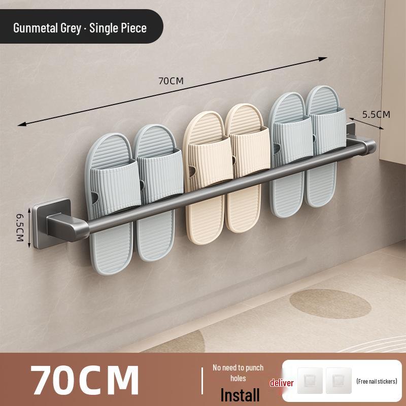No-Drill Wall-Mounted Bathroom Shoe Rack: Easy Installation, Entrance Hall Slipper Holder