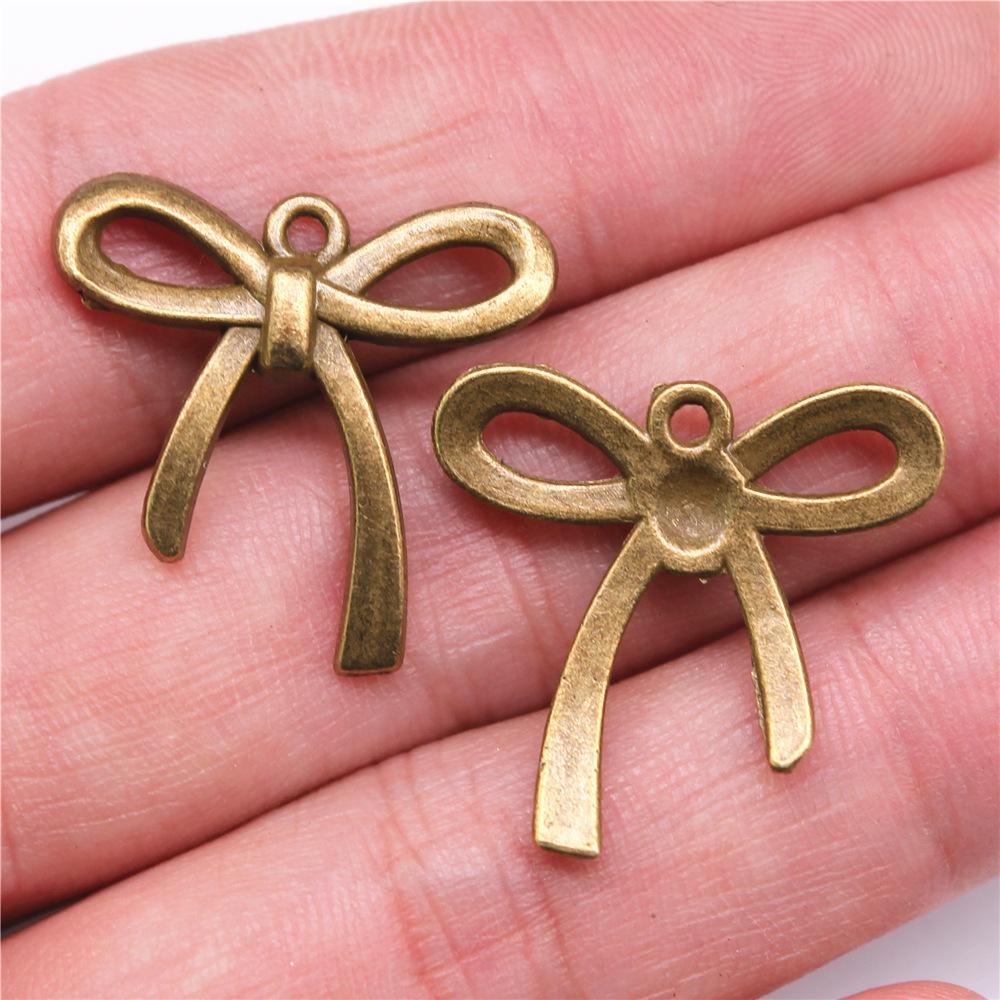 20pcs Bow Tie Connector Zinc Alloy Charm DIY Necklace Making Findings Handmade Tibetan Jewelry