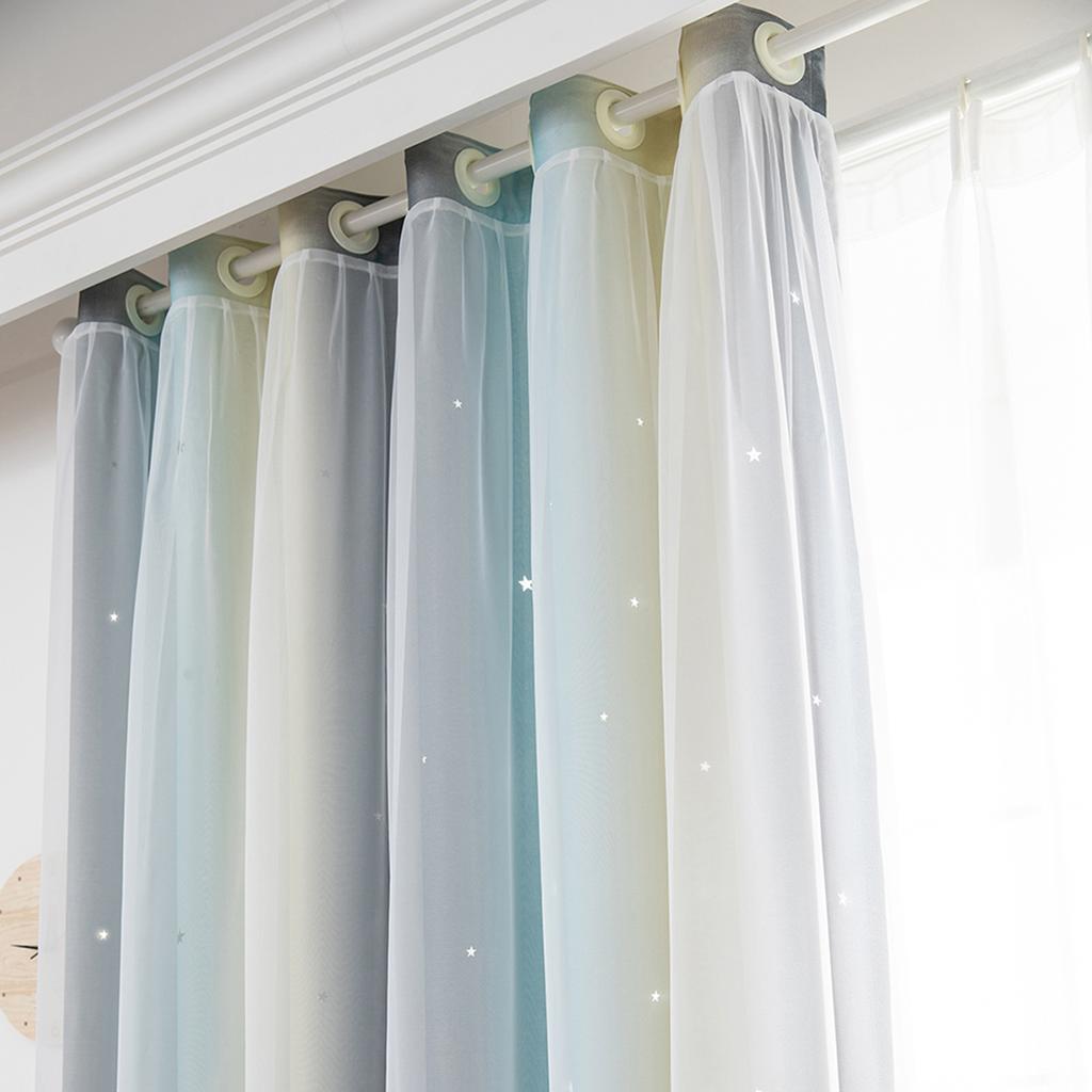 Star Curtains Stars Blackout Curtains for Kids Girls Bedroom Living Room Colorful Double Layer Star Window Curtains