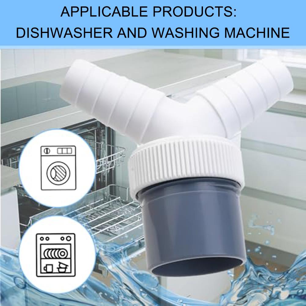 Dishwasher Washing Machine Drain Adapter Double Connection Y-type Three-way Two-in-one Connector Converter 1 1/4 Inch 40 Mm