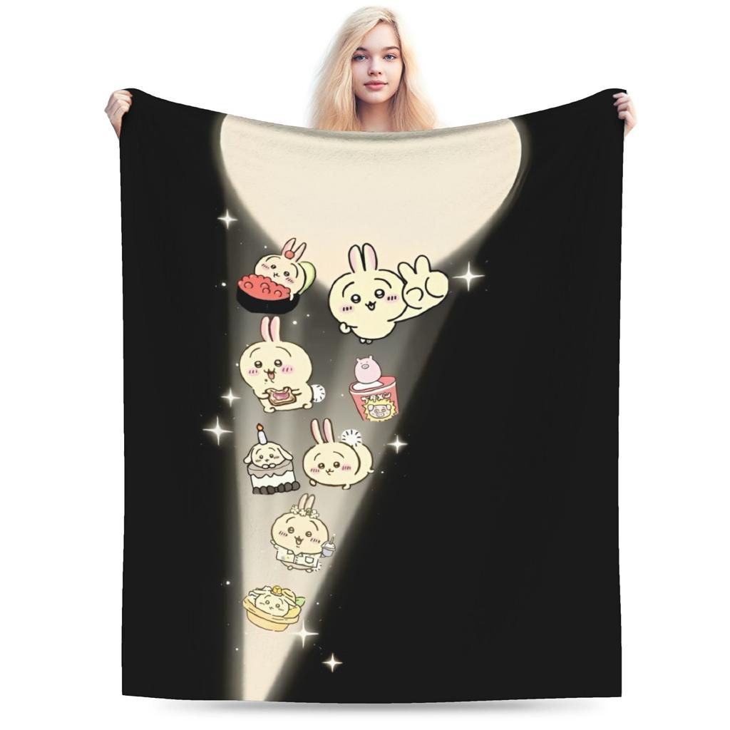 New Rakko Chiikawas cartoon Blankets Lightweight Thin Flannel Relax Throw Blanket Machine Washable