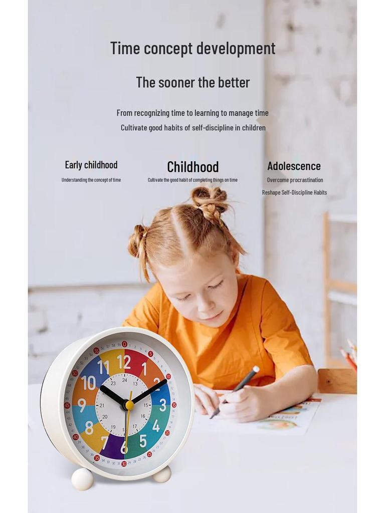 Lautloser Kinderwecker mit Nachtlicht - Cartoon-Design für Schlafzimmer und Studentenwohnheime