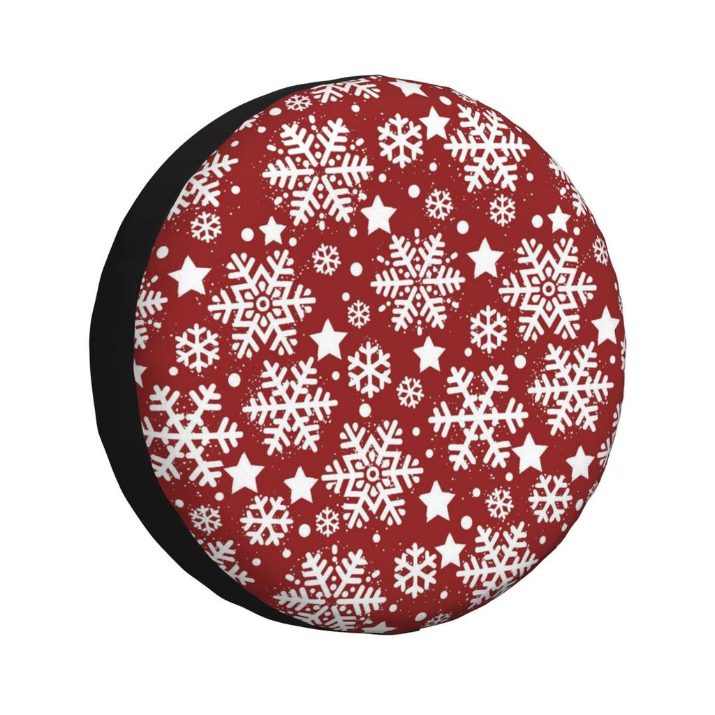 White Snowflake Christmas Spare Tire Cover Universal 4WD 4x4SUV Wheel Protective Cover Automotive Accessories 14 15 16 17 Inches