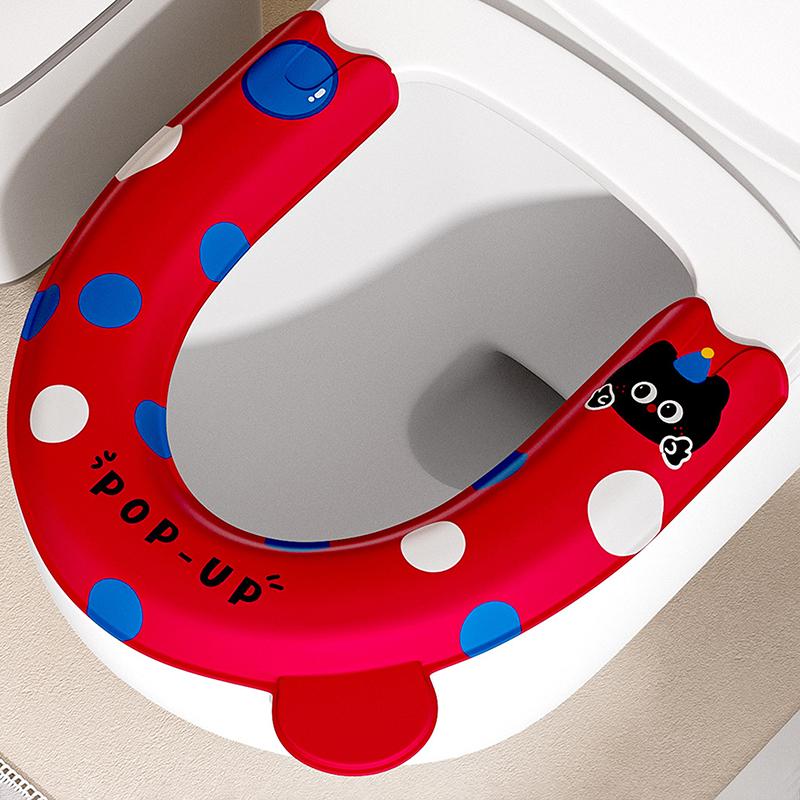 

1 шт. Бытовая ванная комната Ева Подушка для сиденья унитаза: Дизайн в горошек и полуобхват, водонепроницаемый, устойчивый к пятнам и моющийся