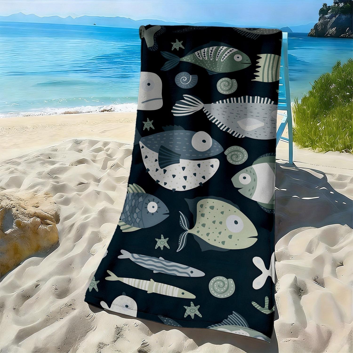 

Cartoon marine animal fish pattern polyester microfiber beach towel is highly absorbent, suitable for swimming and beach outings W30*H60(CM)
