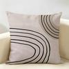 Minimalist Geometric Nordic Abstract Lines Cushion Cover Natural Linen Organic Fabric Printing Breathable Perfect For Home Decor