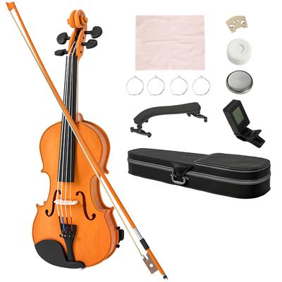 4/4 Violin, Solid Wood Violin Set for Adults and Beginners with Light and Portable Case, 60 X 21 Cm, Brown