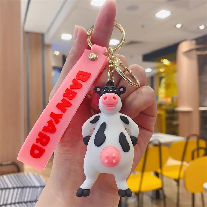 

Creative Cartoon Crazy Farm Keychain Trick-or-treating Queue Cow Otis Key Chain Men s and Women s Bags Small Pendant