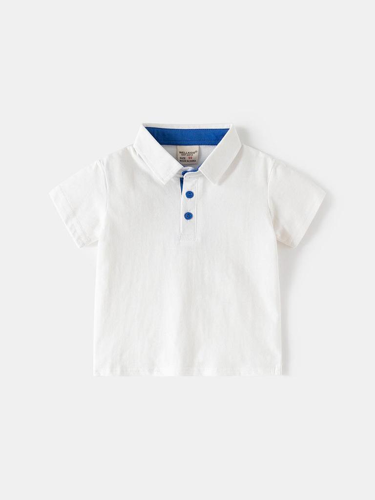 2026 Summer Boys' Polo Shirt - Plain Color Short-Sleeve Children's Top