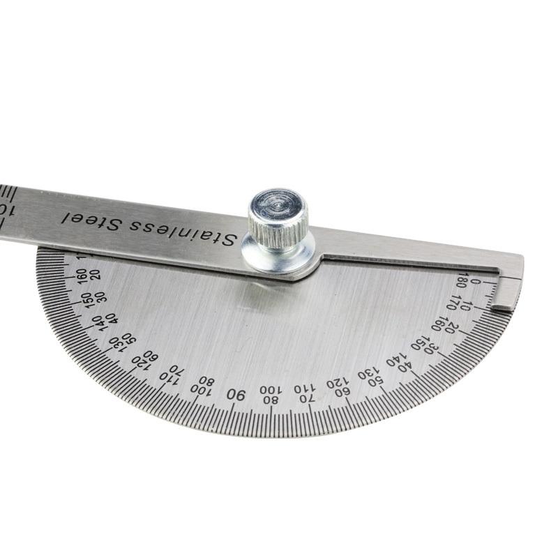 High Precision Stainless Steel Protractor Angle Gauge 180 Degrees 0-10CM Adjustable Semicircle Protractor Angle Measuring Tool