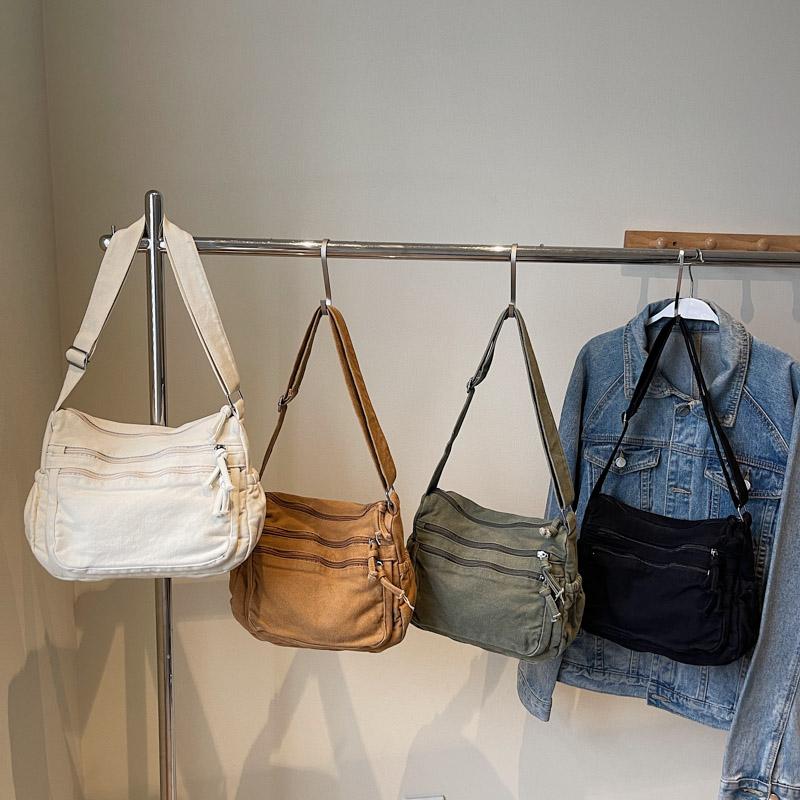 CANVAS Zipper Casual Shoulder Bags Solid Color Commute Simple Women's Bags 2026  Large Capacity Versatile Crossbody Bags