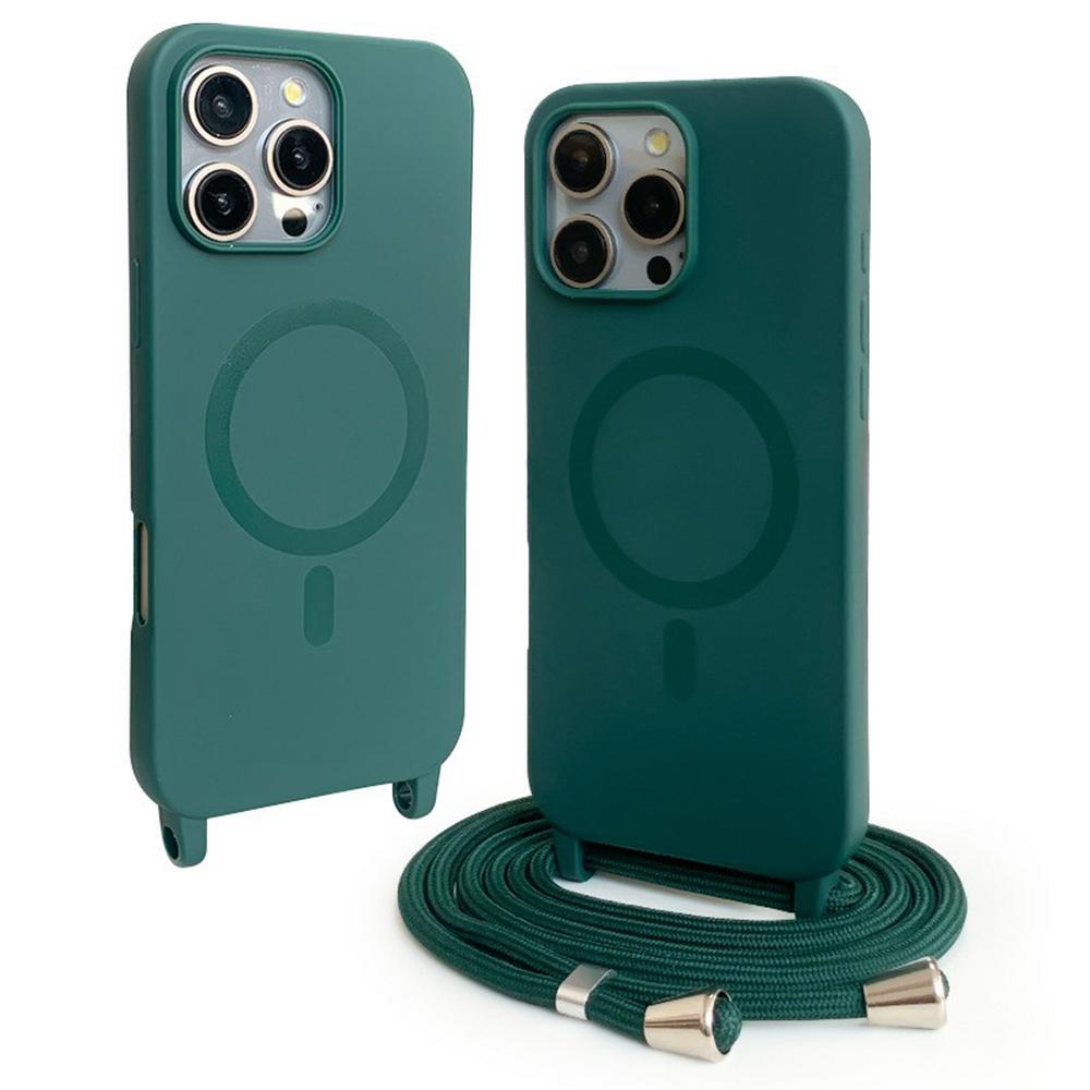For iPhone 16 Pro Max Magnetic Case Compatible with MagSafe Soft TPU Phone Cover with Lanyard
