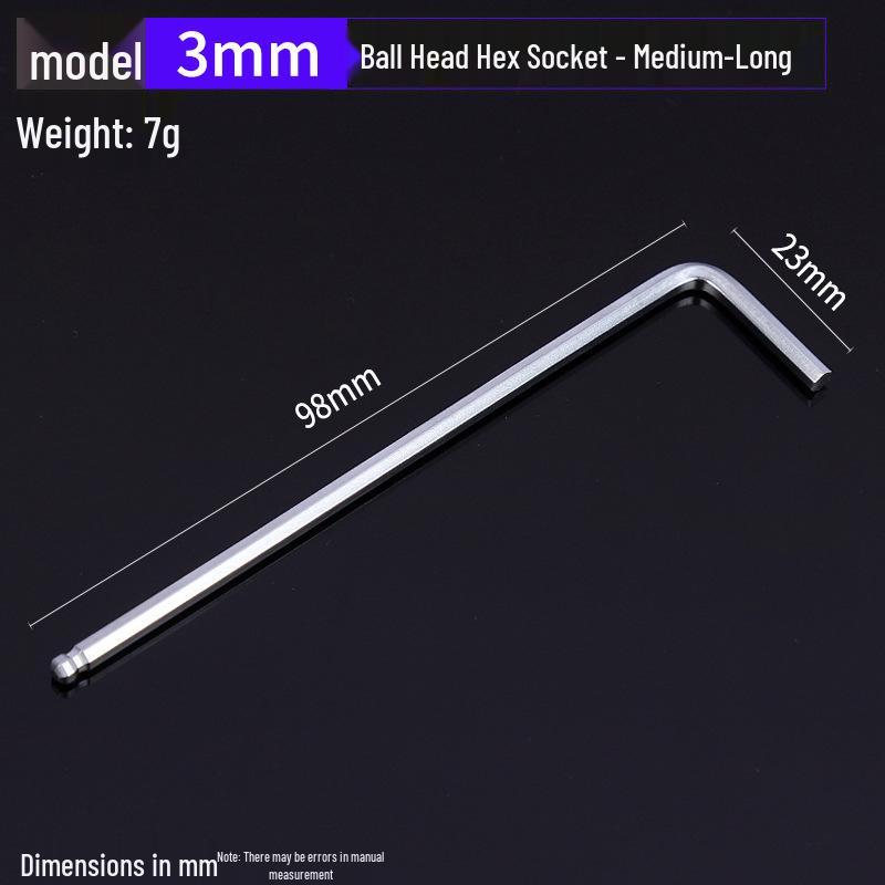 Gehärteter verzinkter und vernickelter L-förmiger Innensechskantschlüssel mit Kugelkopf