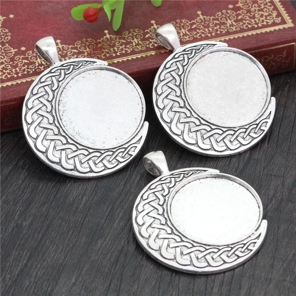 New Fashion 5pcs 25mm Inner Size Antique Silver Plated And Bronze Baroque Style Cabochon Base Setting Charms Pendant