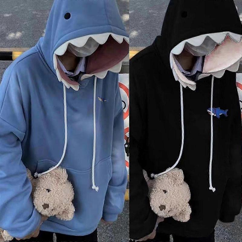 Unisex Lustige Haifischzahn Kapuzenpullover Langarm Oversized Kordelzug Sweatshirt Lässig Bequem Pullover