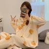 Pajamas women's spring and autumn imitation cotton high value fresh and sweet love women's long-sleeved trousers set loose loungewear